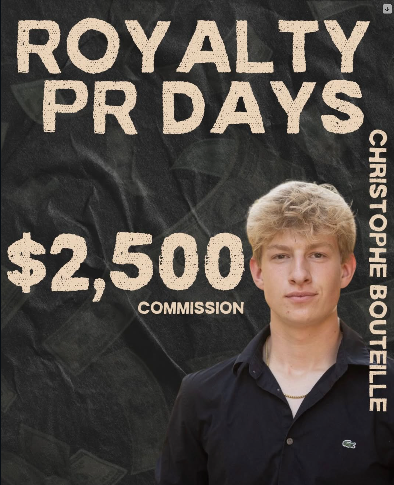 Christophe Bouteille — $2,500 commission week